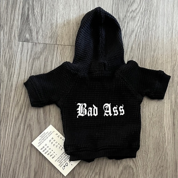 Other - Black Hooded Dog Sweater with Bold Text